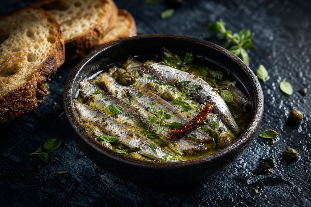Анчоусы маринованные в оливковом масле