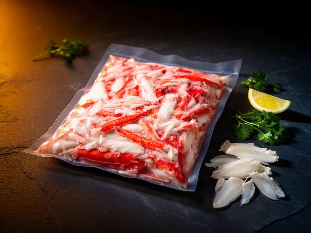Краб камчатский, салатное мясо, Block, пакет 0,5 кг