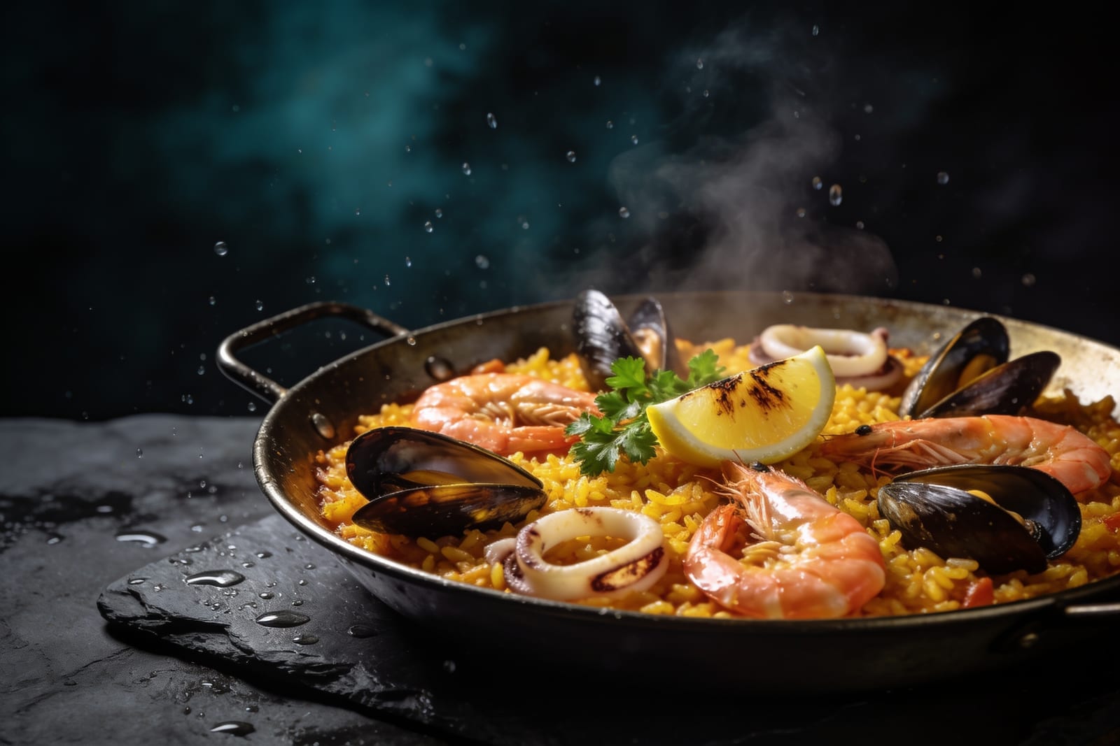 Паэлья с морепродуктами на пикнике
